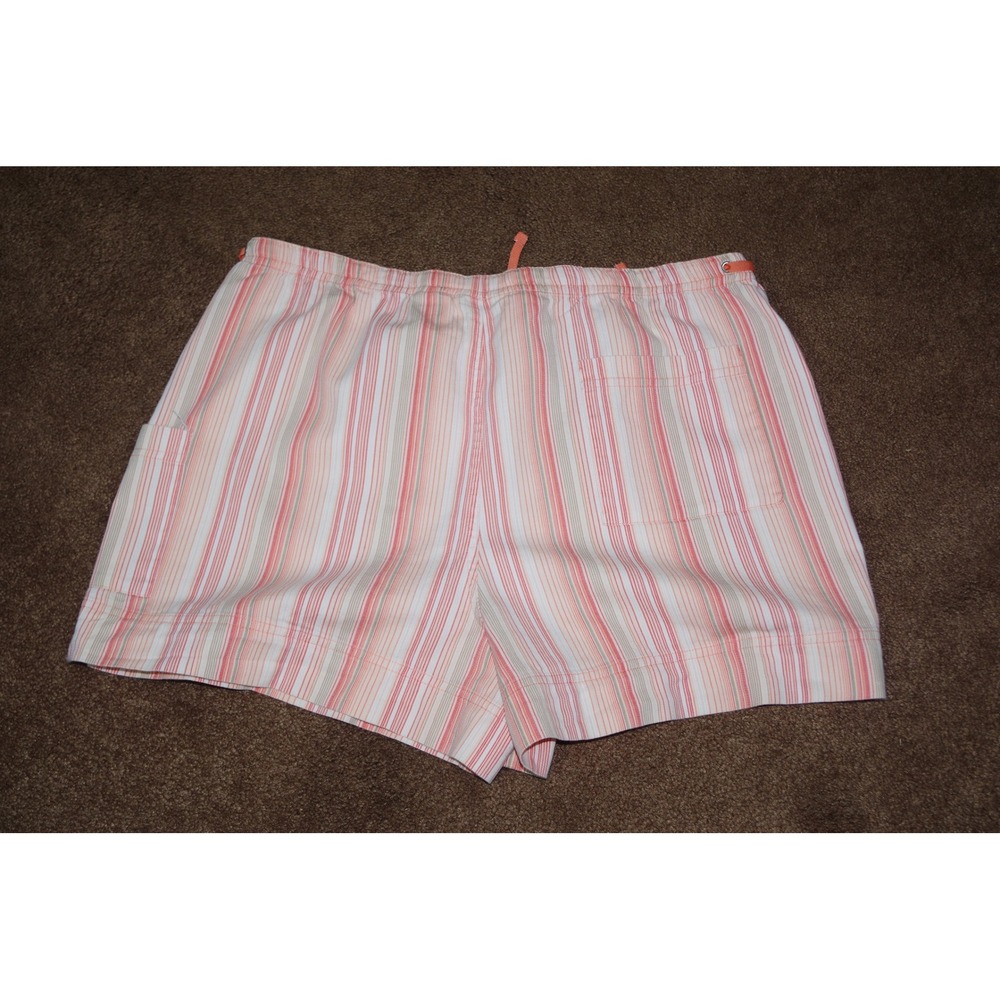 Faded Glory Women's Large Pull On Orange Striped Cotton Drawstring Shorts - Picture 4 of 5